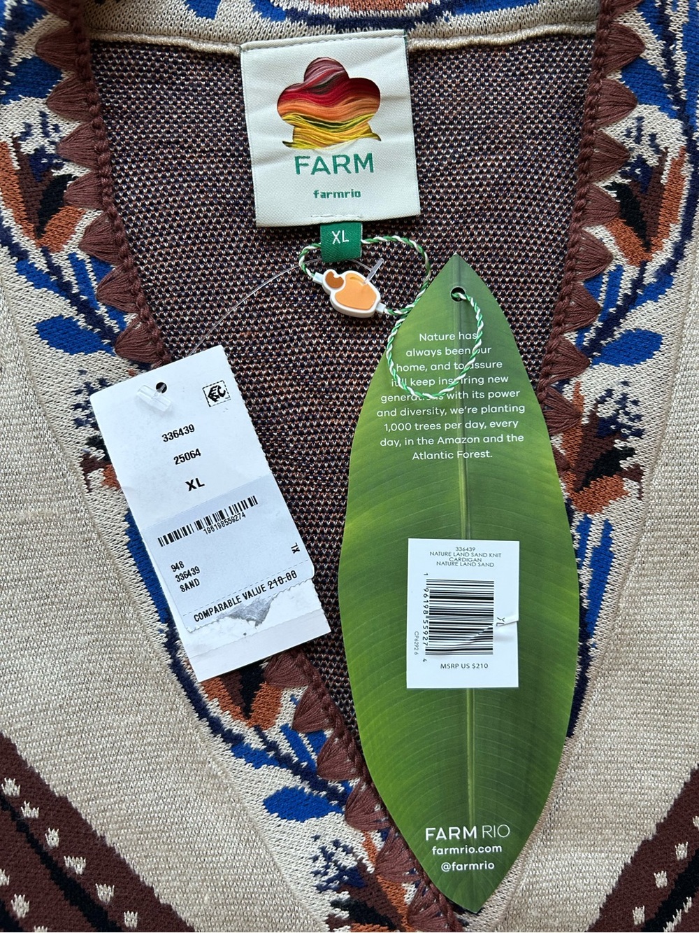 FARM Rio Nature Land Sand Knit Cardigan NWT Size XL Boho - Picture 8 of 10